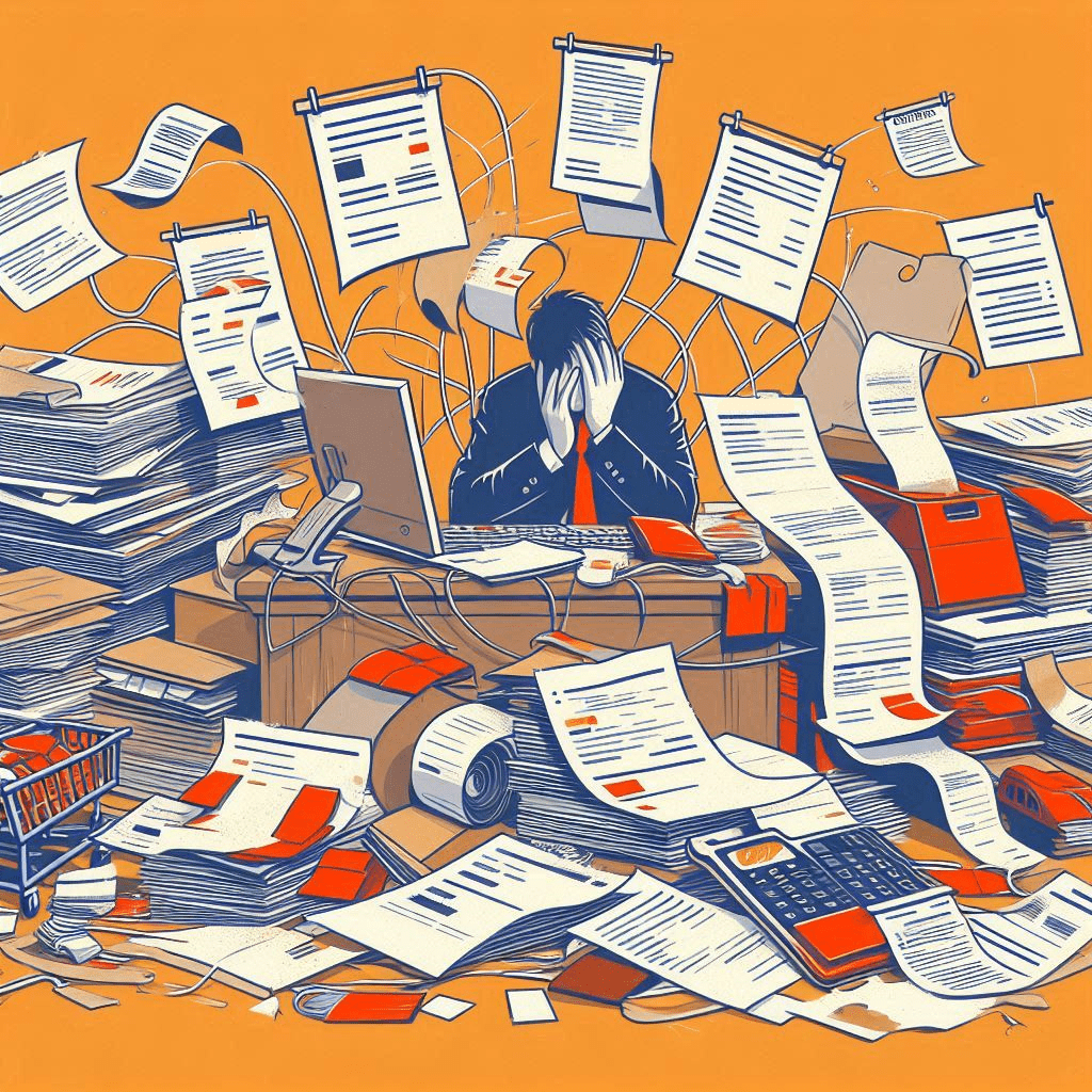 Paper-based Purchase Order processing workflow mess