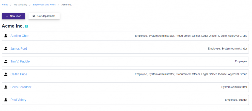 Assigning roles on a PO processing platform